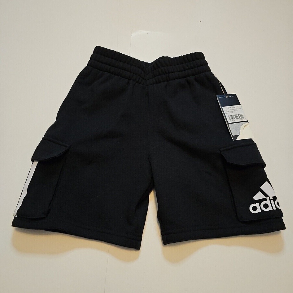 NWT Adidas Fleece Lined Sweat Shorts Black AH5646 Youth Boys S 8